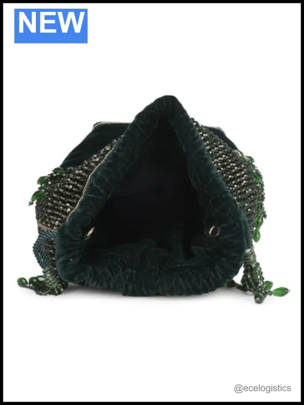 Beaded Potli Bag Drawstring Clutch Crystal Embellished Evening Bag Velvet Silk